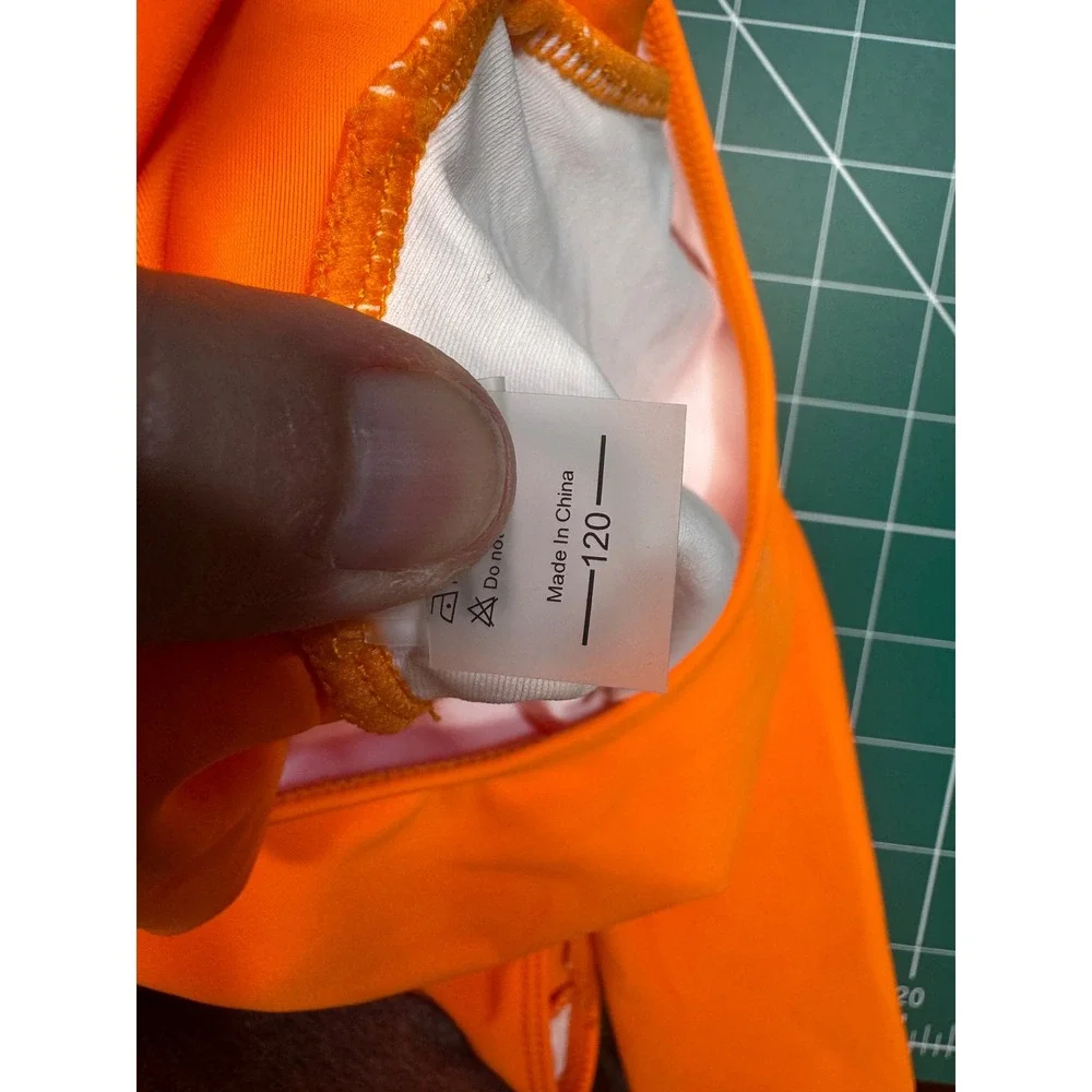 YgneeDom Kids Long Sleeve Gymnastics Leotard Orange Size 120 Dance Ballet